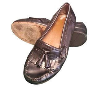 G H Bass Weejuns Black Leather Loafers Kiltie Tassels Men's Size 10.5 Preppy